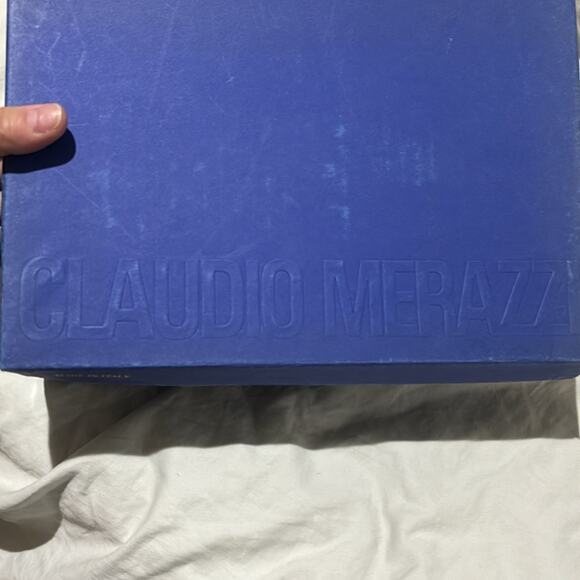 Claudio Merazzi 38.5 black platform rhinestone starburst shoe vintage euc box - Picture 3 of 15